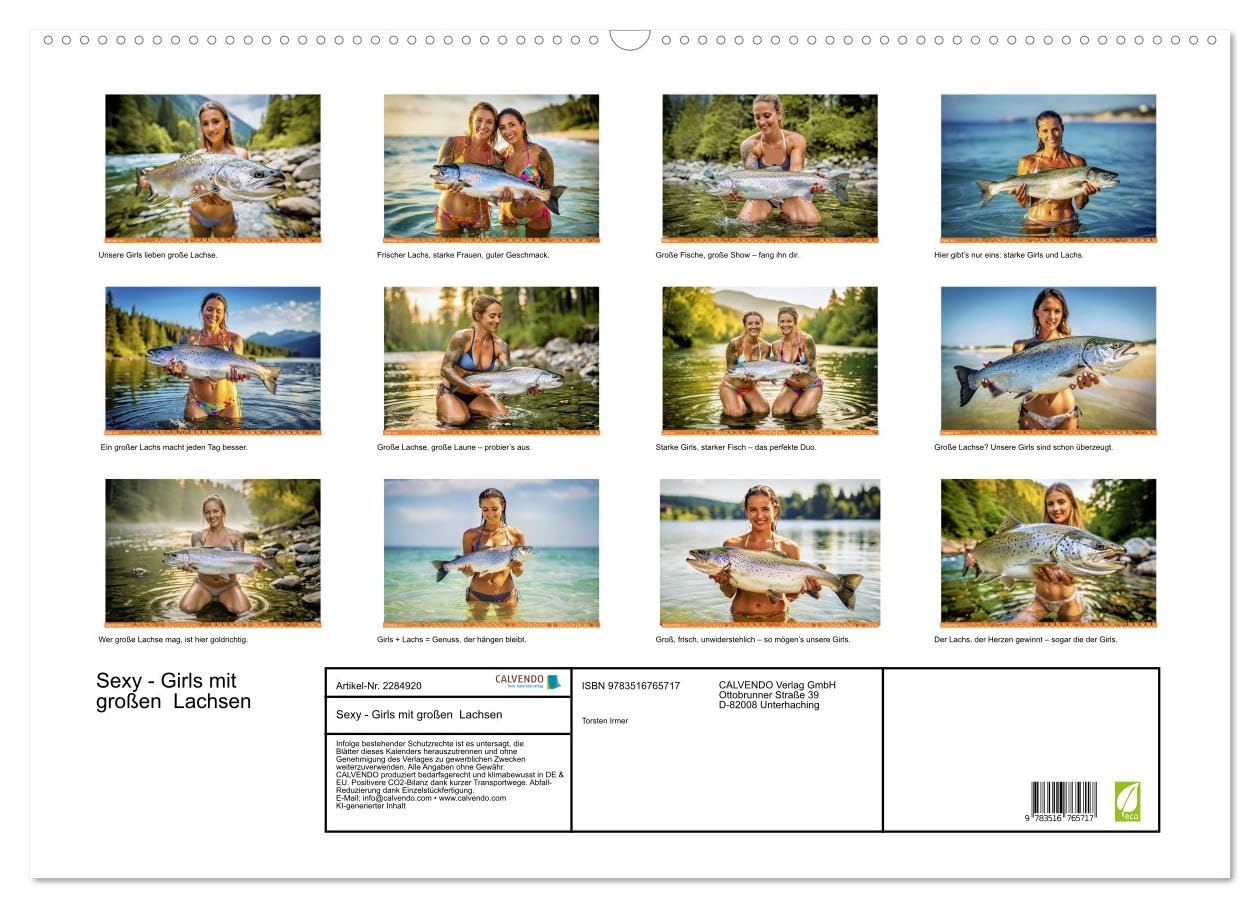 Sexy - Girls mit großen Lachsen (Wandkalender 2027 DIN A2 quer), CALVENDO Monatskalender: Selbstbewusste Girls präsentieren stolz ihre riesigen Lachse. (CALVENDO Erotik)