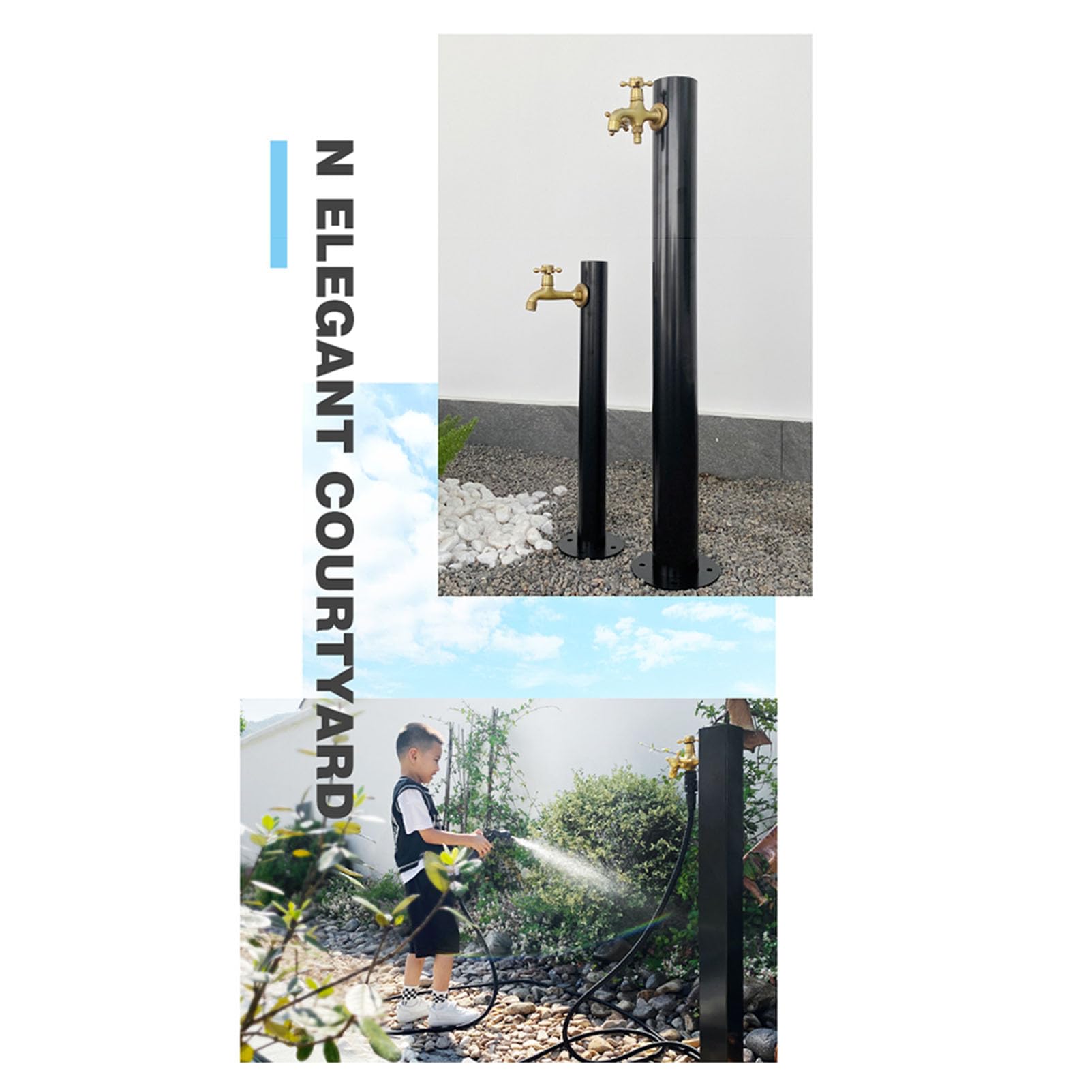 Columna de agua vertical para jardín, soporte de manguera independiente con llave de bloqueo, dispensador de agua anticongelante para exteriores, fuente de hidrante para patio