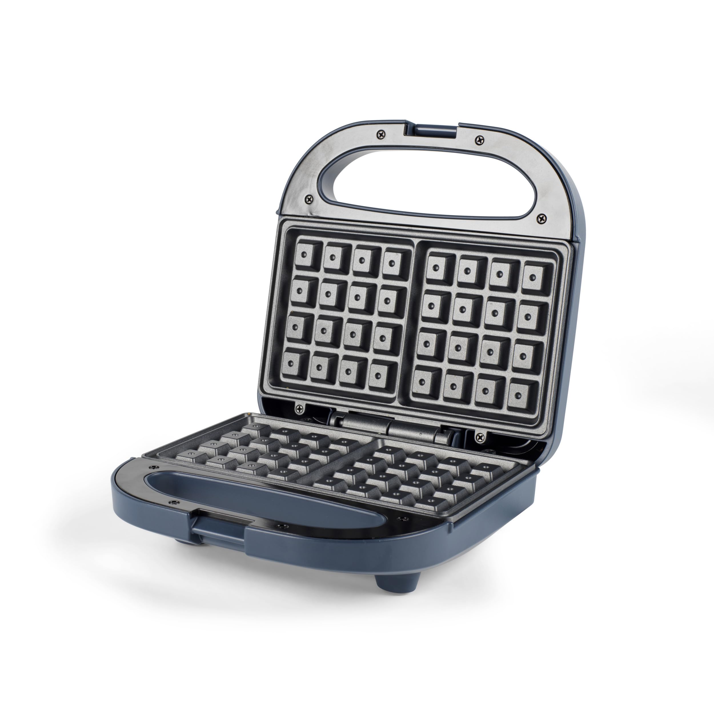 Progress Mellow Waffle Maker - 2 rebanadas, control automático de temperatura, luces indicadoras de encendido/listo, placas de cocción antiadherentes, asas de transporte frías al tacto, 750 W