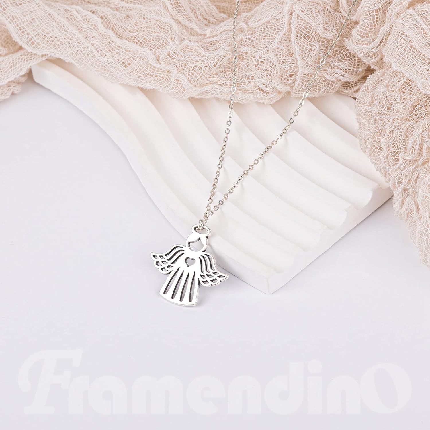Framendino, 50 Pieces Silver Angel Charms Pendants of Love Flying Wing for Necklace Jewelry Making Crafts - Image 5