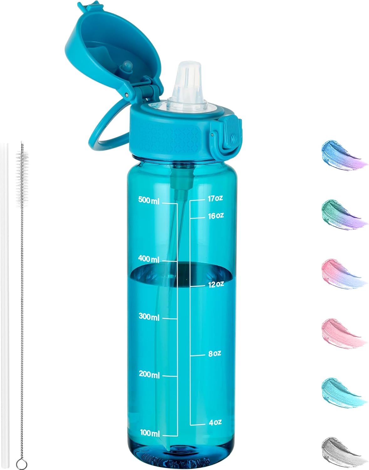 GOPPUS 17oz Kids Water Bottle for School -Straw, Leak-Proof Tritan Sports Bottle Time Marker Reusable for Girls Boys - Image 2