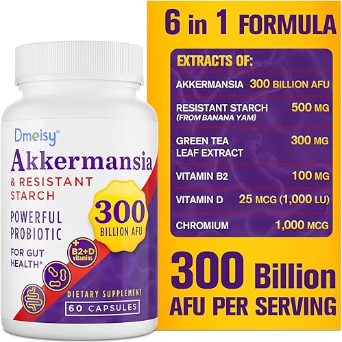 Miniatura 1 de 300 mil millones de AFU Akkermansia Muciniphila - Probióticos vivos Akkermansia para hombres y mujeres, para GLP-1, digestivo, intestino, inmune y