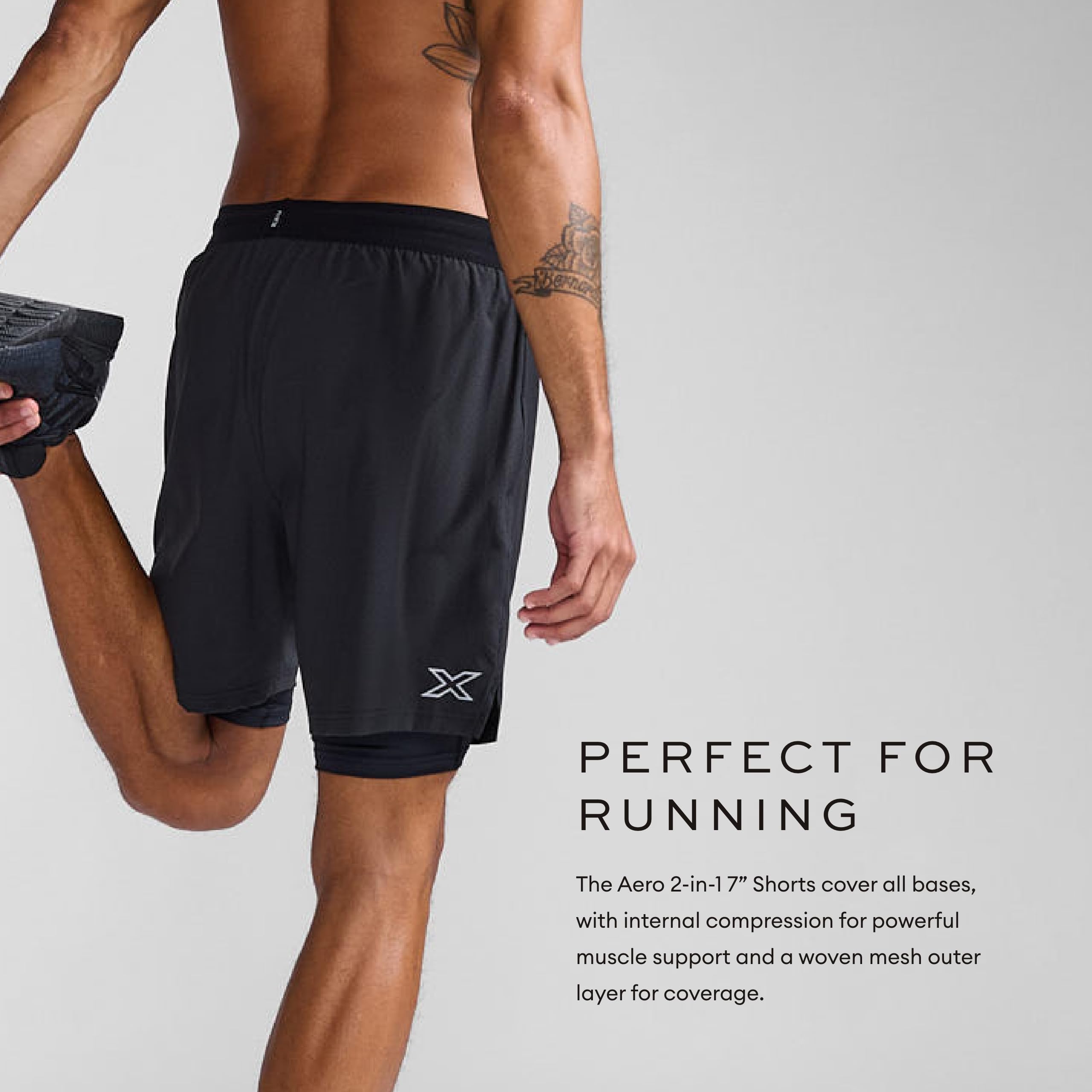 2XU Aero 2-in-1 7" szorty, czarne/srebrne (czarne/srebrne odblaskowe), XS męskie, Czarny/srebrny (czarny/srebrny odblaskowy), XS