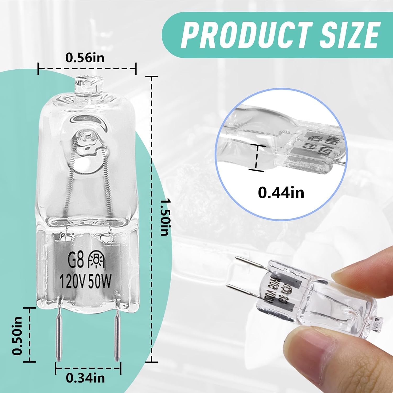 2PCS 6912A40002J Microwave Halogen Light Bulb Compatible with LG Kenmore LMV2031ST LMV2031BD 83543, 120V 50W G8 Microwave Oven Lamp Bulb Replace 2025028 AH3610037 EA3610037 PS3610037