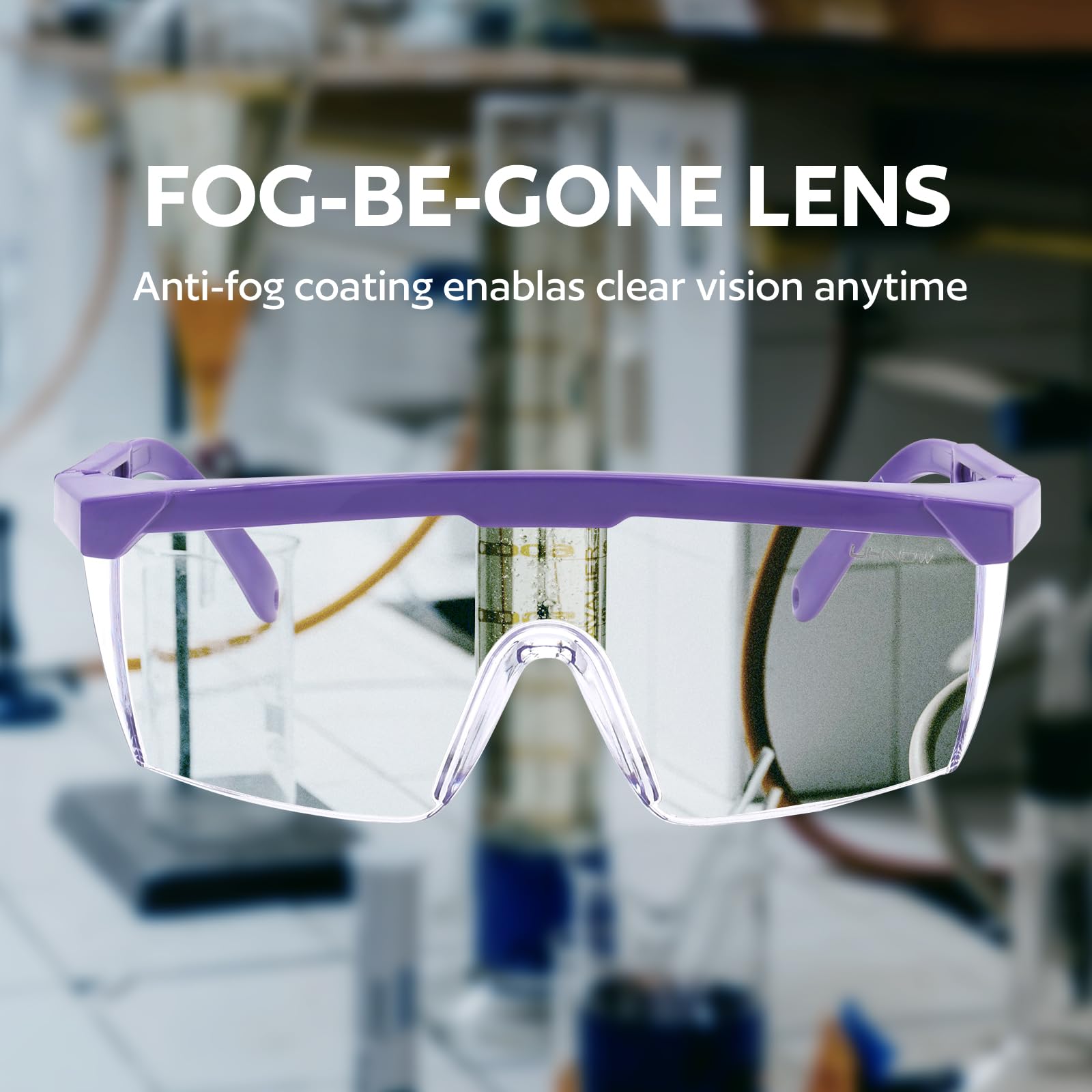 UKNOW Gafas de seguridad antivaho ANSI Z87.1, gafas protectoras ajustables, lentes transparentes de laboratorio, paquete de 2
