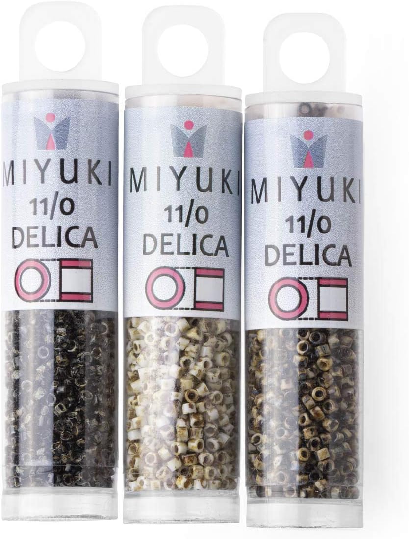 Miyuki Delica Seed Beads Bundle: Size 11/0, Neutral Picasso Palette Collection DB2261, DB2262, DB2267