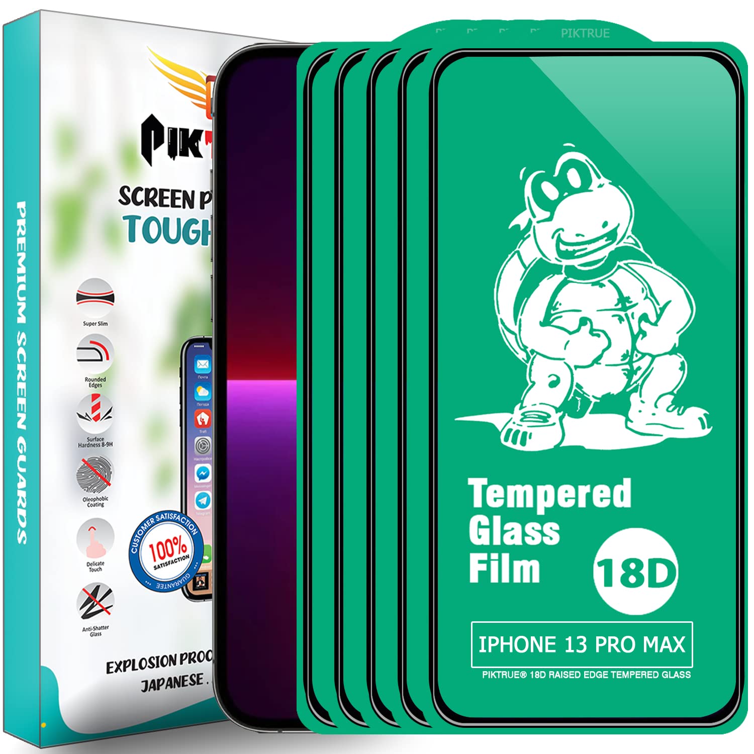 Piktrue 18D Edge To Edge Tempered Glass Compatible For Iphone 13 Pro Max (Pack Of 5) [18D Tempered Glass| Resin Airbag Edge | Glossy Finish] (B0BHYS3RW9) Amazon Price History, Amazon Price Tracker