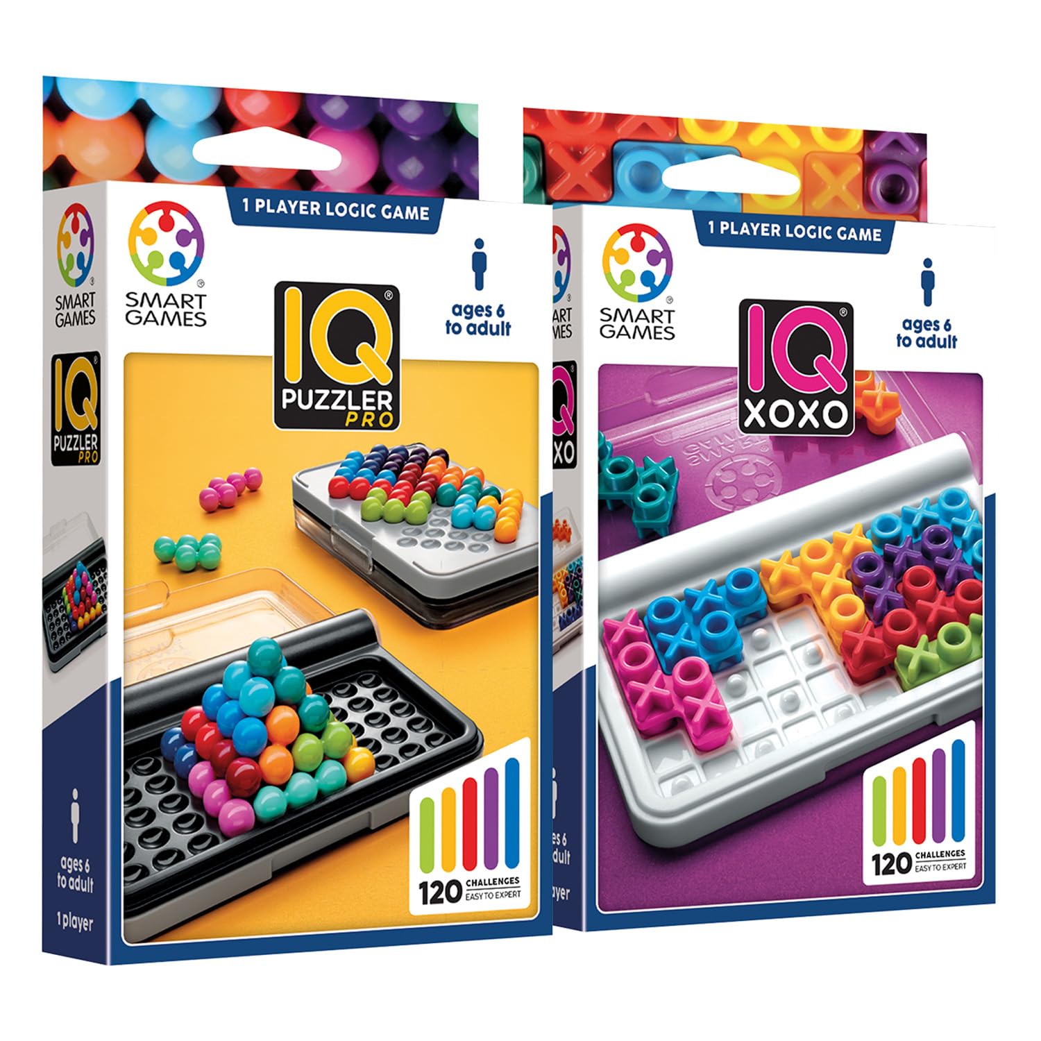 Smart Games - Iq Puzzler Pro + Iq XOXO | Juegos De Mesa Niños 6 Años | Juegos Educativos 6 Años | Juego de Mesa De Lógica para Niños | Juego Infantiles