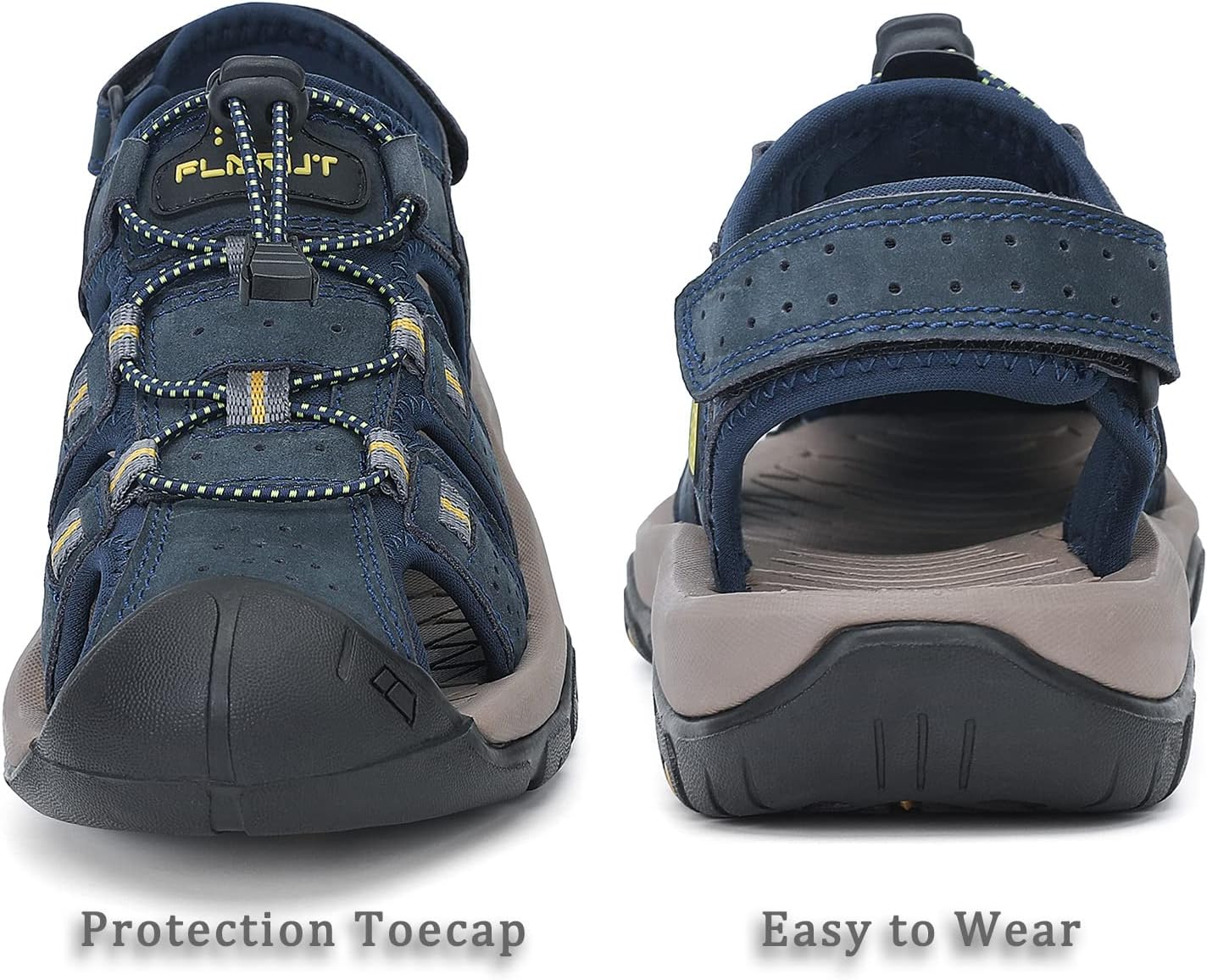 FLARUT Men's Sport Sandals Outdoor Hiking Sandals Closed Toe Leather Athletic Lightweight Trail Walking Casual Sandals Water Shoes - Image 4