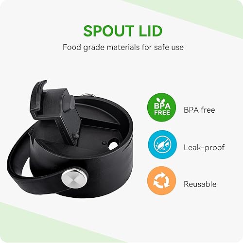 Miniatura 4 de Tapa de popote para botella de agua de boca ancha Hydroflask, tapa de popote de repuesto, mango flexible, apto para botellas de boca ancha de 12,