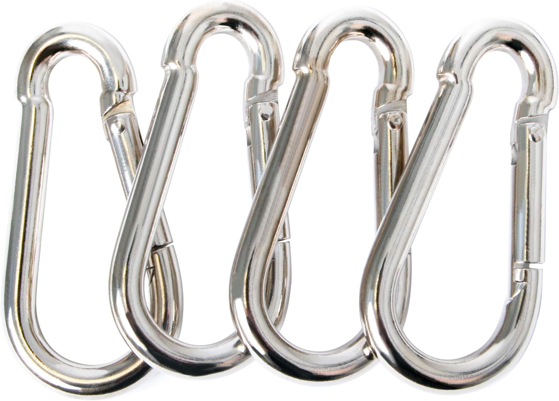 Stainless Steel Snap Hook, Carabiner Fit for LAT Pulldown Attachments, Chrome-Plated Coating, Cable Machine Accessories for Home Gym, Weight or Climbing attachments, Set of 4