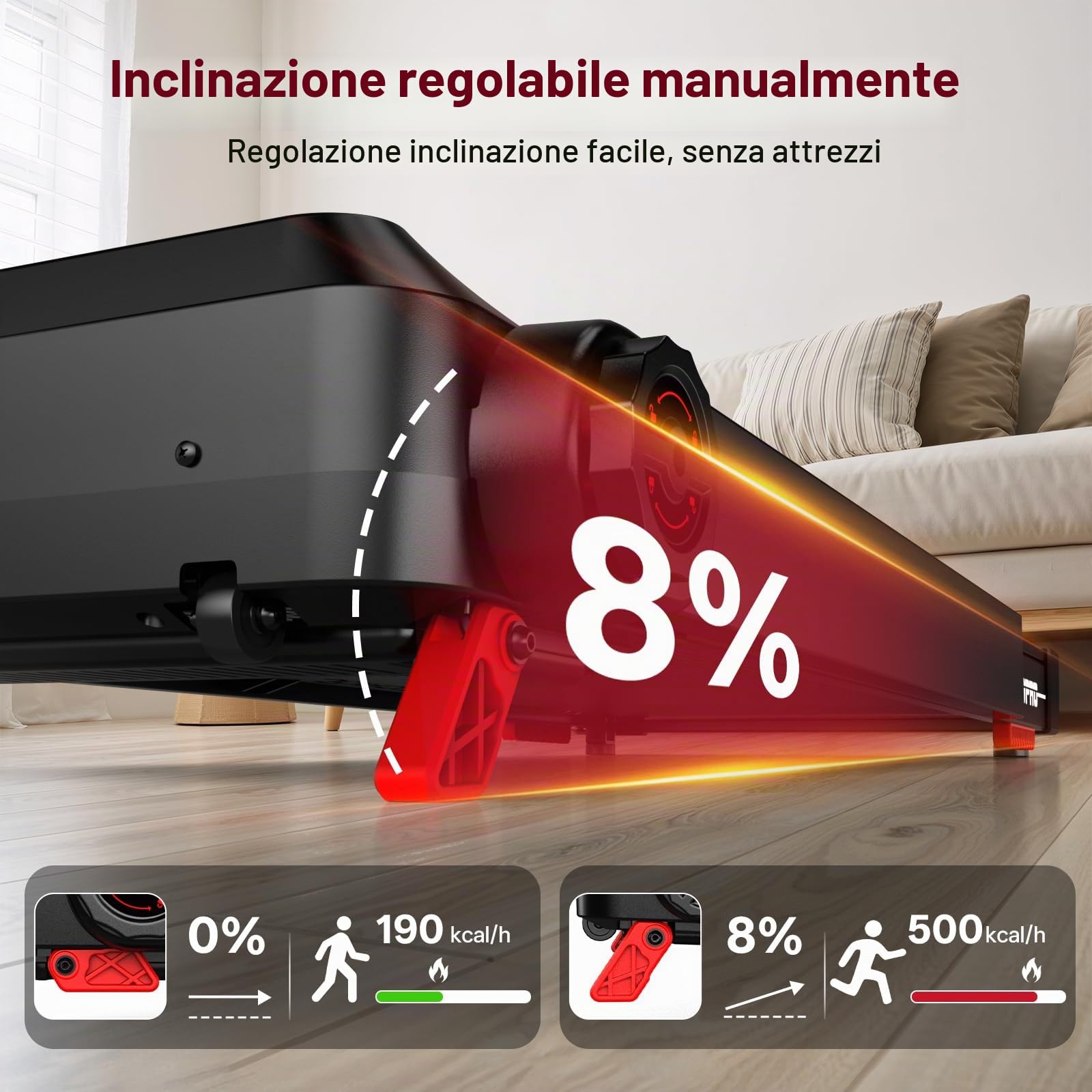 JOROTO Tapis roulant con regolazione della pendenza, tapis roulant pieghevole, fino a 12 km/h, motore da 2,5 CV, portata 130 kg, display a LED, compatibile con app, tappetino compatto per casa e