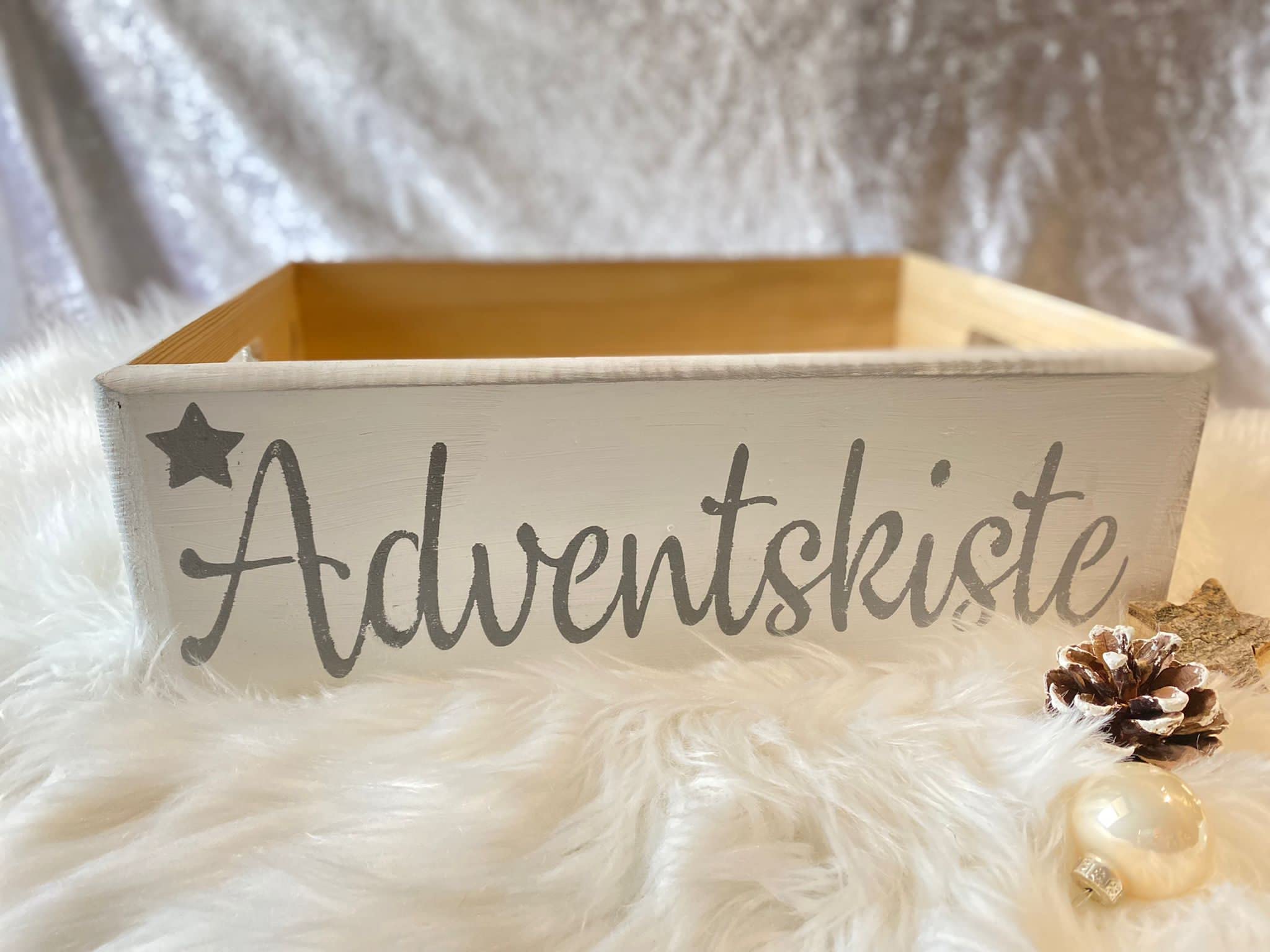 Adventskalender 24 Säckchen Grün Grau Sterne personalisiert Handmade by Sinchns Bastelzauber