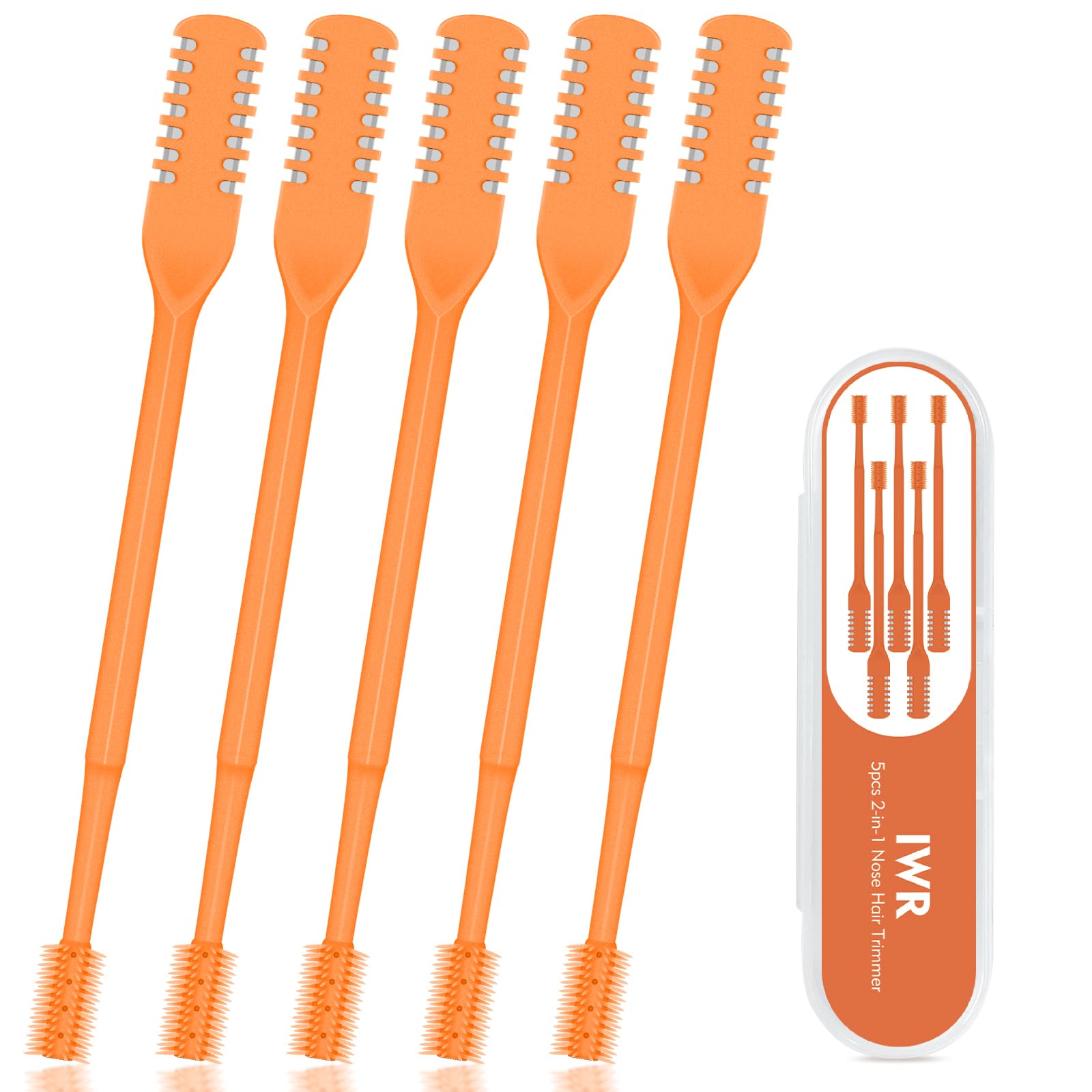 IWR 2-in-1 Nasal Hair Cutter–360° Rotating Nose Hair Trimmer for Men Women,Portable Double Sided Nose Hair Trimmer (Orange)