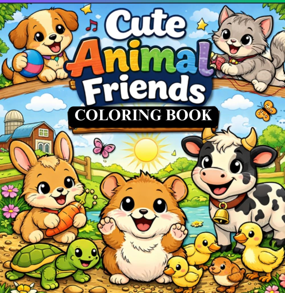 Cute animals friend coloring book for kids