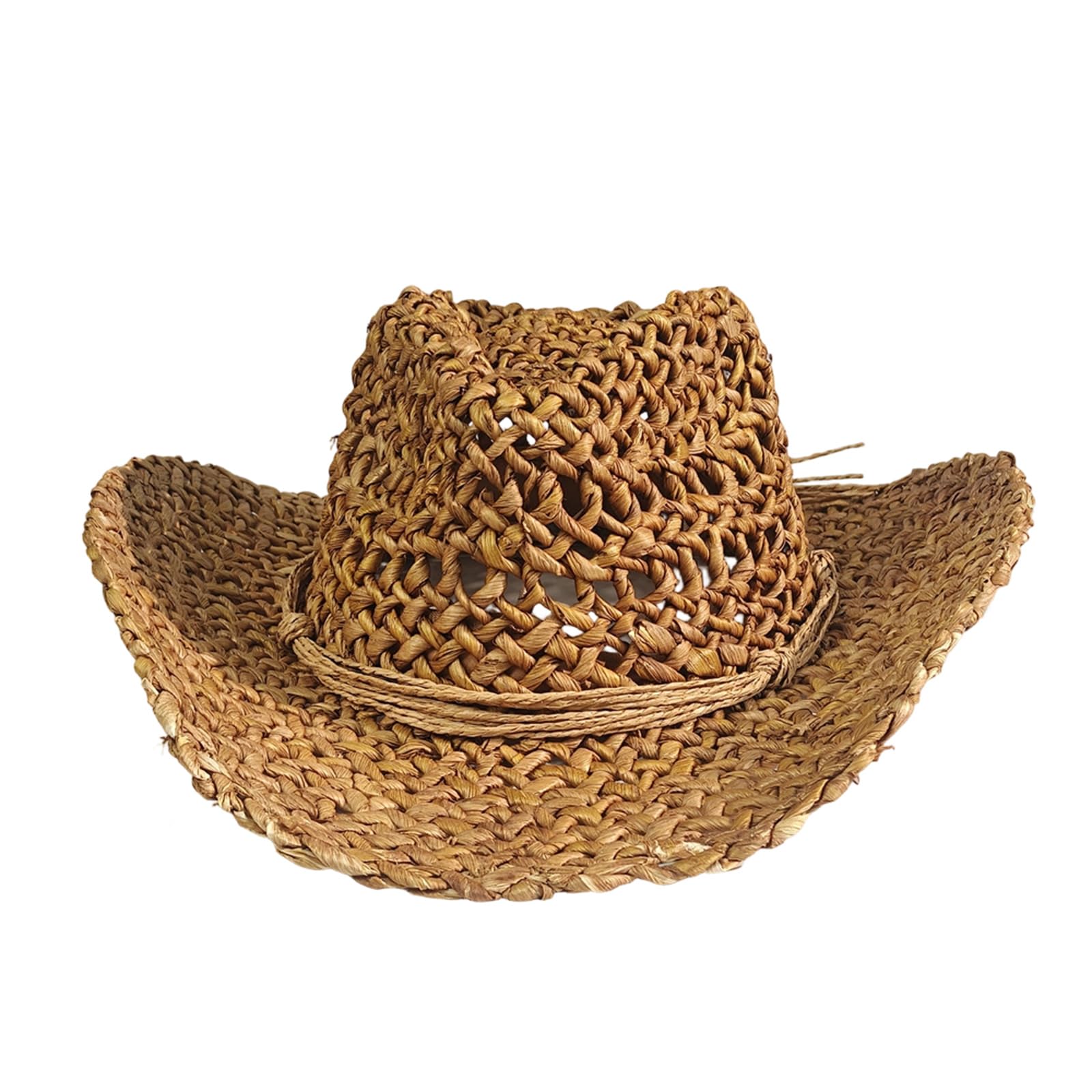 Cappello di paglia pieghevole con decorazione traforata cravatta regolabile per attività all'aperto vacanza cravatta da donna leggera da viaggio accessori da giardinaggio