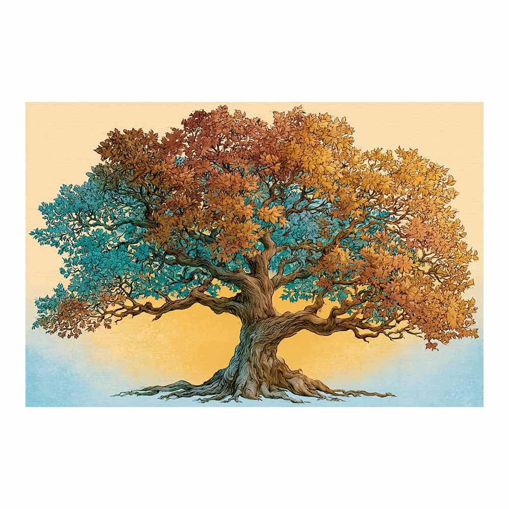HOQIU Tree Of Life Wall Art Starry Glows Tree canvas prints, nature wall art, for Bathroom Home Office Decor(Multicolor)-60x80cm Unframed