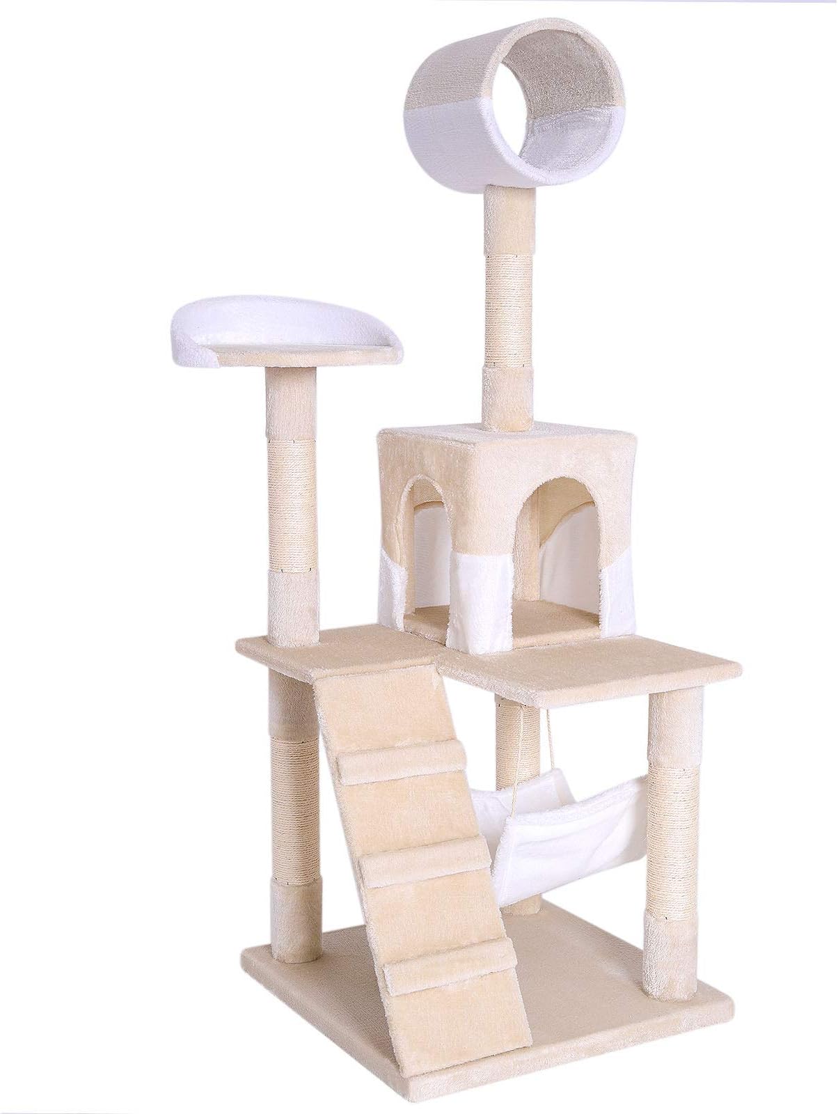 dibea Cat Scratcher Cat Tree Activity Centre Scratching Post Sisal climbing toy (beige/white)