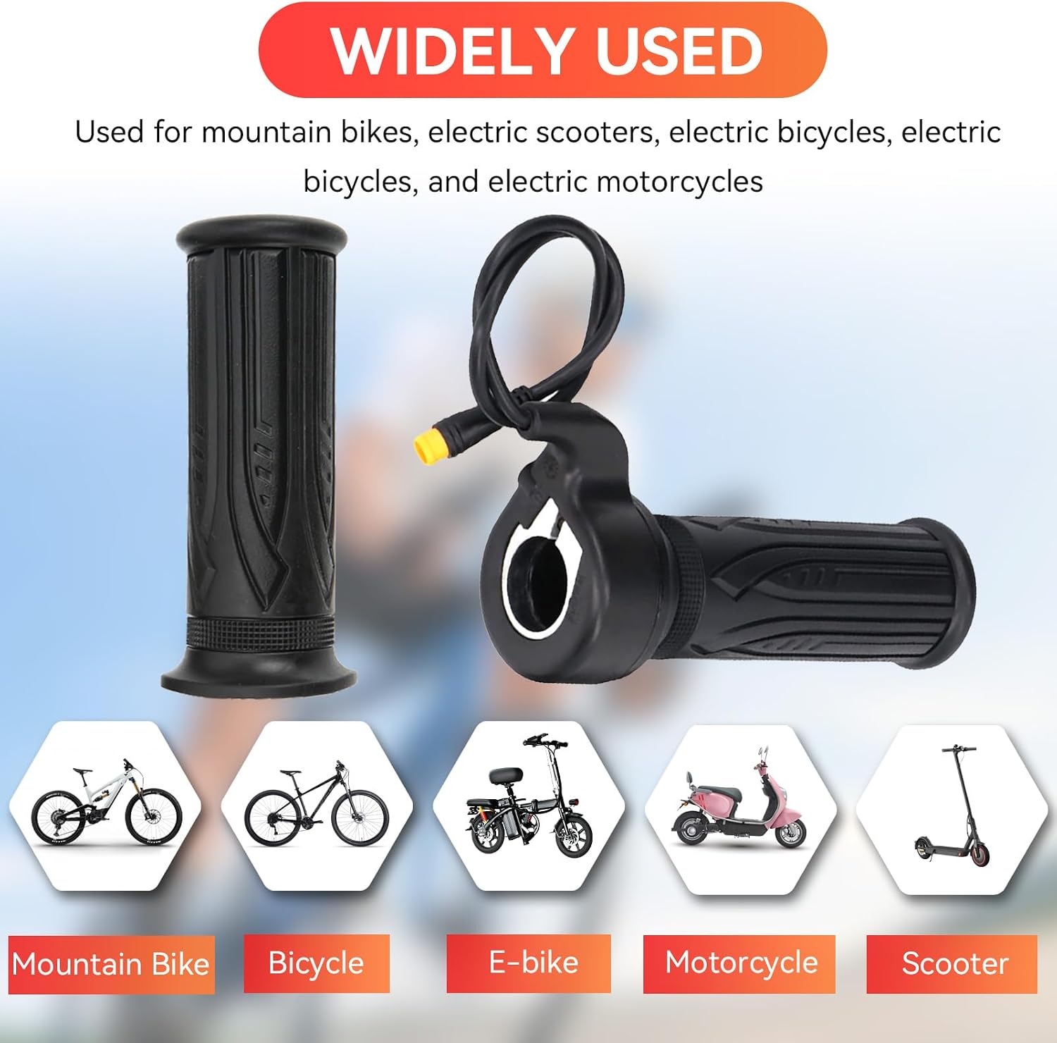 Electric Bike 20X Full Twist Throttle, Right Handle Throttle Electric Motorcycle Accelerator Electric Bike Accessories for 12V 24V 36V 48V 52V 60V 72V, Waterproof Plug
