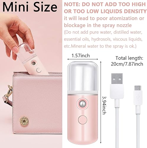 Miniatura 2 de Mudder 8 piezas nano pulverizador facial portátil mini atomización facial recargable por USB 1.0 fl oz vapor facial para cuidado de la piel,
