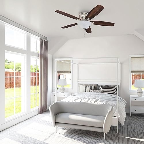 Miniatura 8 de Honeywell Ceiling Fans Glen Alden - Ventilador de techo LED clásico de 52 pulgadas para interiores con luz, cadena de tracción, cuchillas de doble