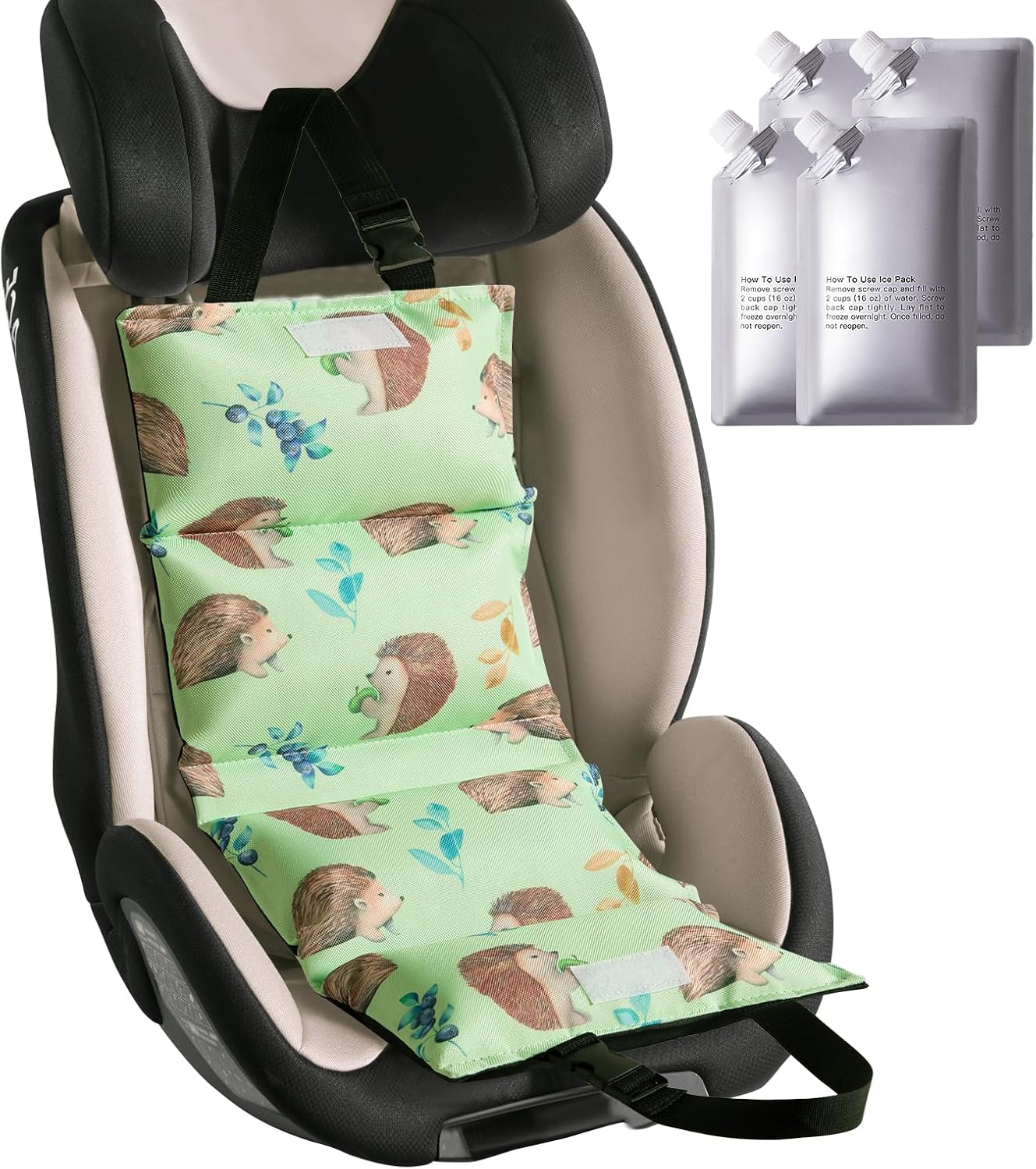 NCVI Car Seat Cooling Pad, Baby Stroller & Car Seat Cooler, Sun Protection & Cooling Mat with Ice Packs for Hot Car Seats, Insulated Seat Cover for Babies, Kids, Pets, Summer Travel Essential