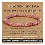 AD Beads Handmade Gemstone Stretch Elastic Bracelet Crystal Healing Reiki Nature\'s Beauty and Spiritual Essence Unisex (4mm, Rhodochrosite)