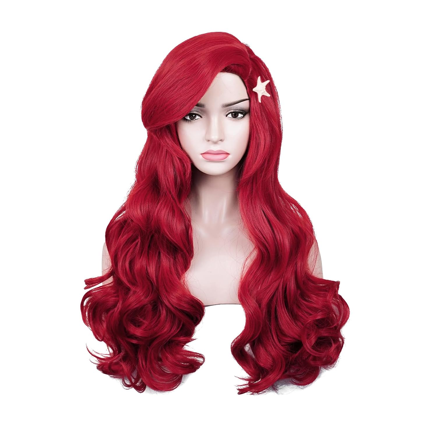 Probeauty Mermaid Wig with Starfish Hair Clips, Women Long Red Mermaid Curly Wigs Body Wave Wig for Halloween Costume-25 inch Probeauty Mermaid Wig with Starfish Hair Clips, Women Long Red Mermaid Curly Wigs Body Wave Wig for Halloween Costume-25 inch