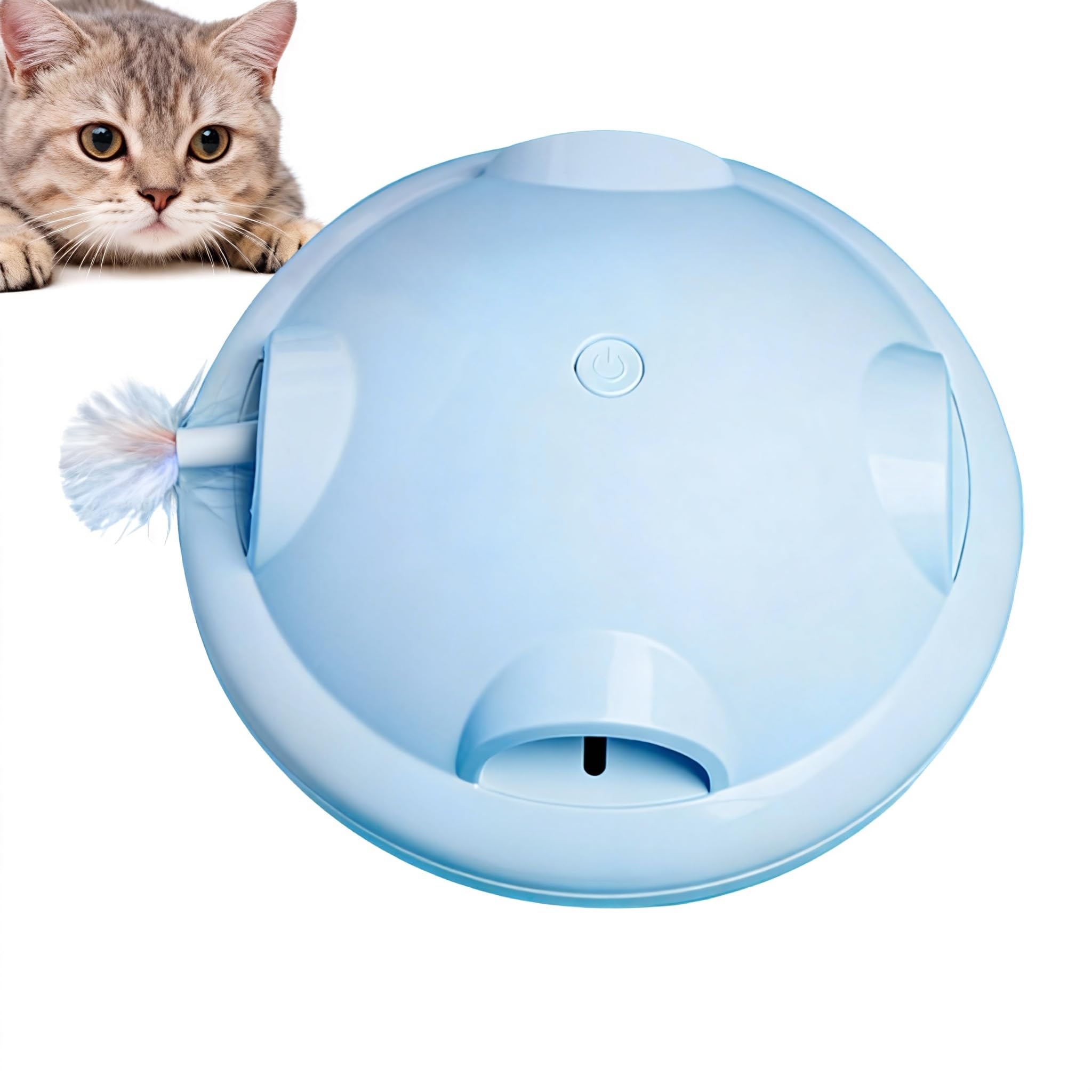 Katzenspielzeug Elektrisch, Interaktiv & Selbstbeschäftigung, EIN Knopf-Start, Zufällig Ausfahrende Feder, Glatte Ränder, Batteriebetrieb für Katzen Aller Altersstufen
