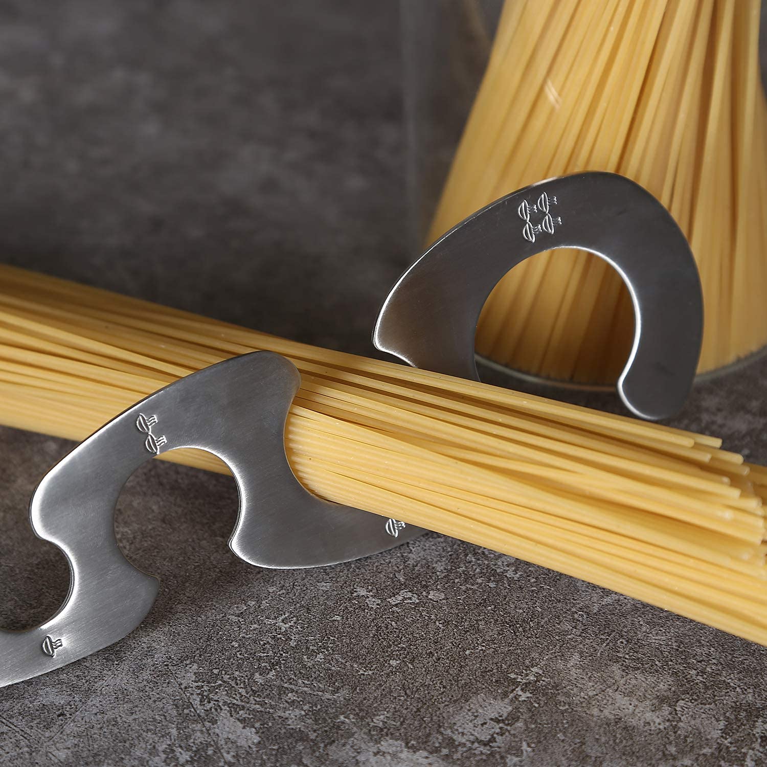 KKC vorratsgläser for Spaghetti, 2000ML luftdicht vorratsdosen with spaghettilöffel, Verdickt Borosilikatglas glasbehälter mit deckel für Pasta müsli aufbewahrung