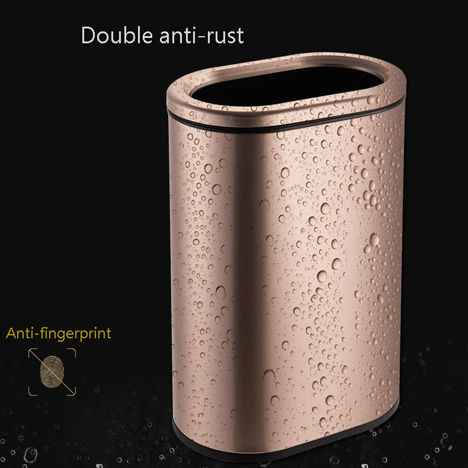 Anzoymx Pattumiera Bagno In Acciaio Inox 4.8L Con Coperchio Pop-up - Stretto, Antipet, 26.8x16.7x32cm