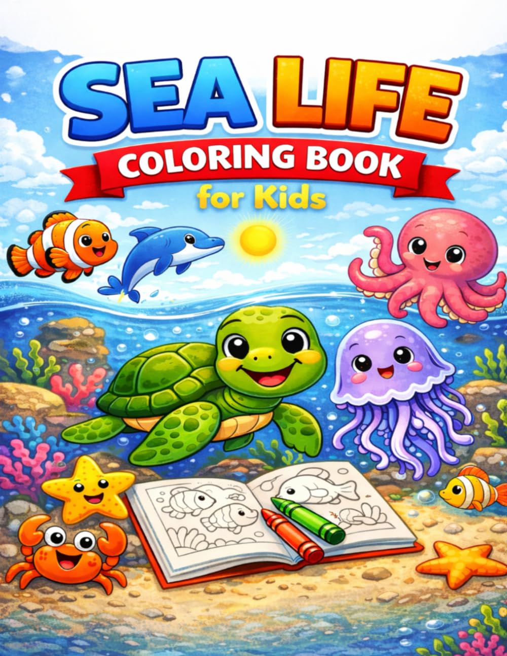 Sea Life Animals Book for Kids: Educational Coloring Pages with animals for children Ages 3-7