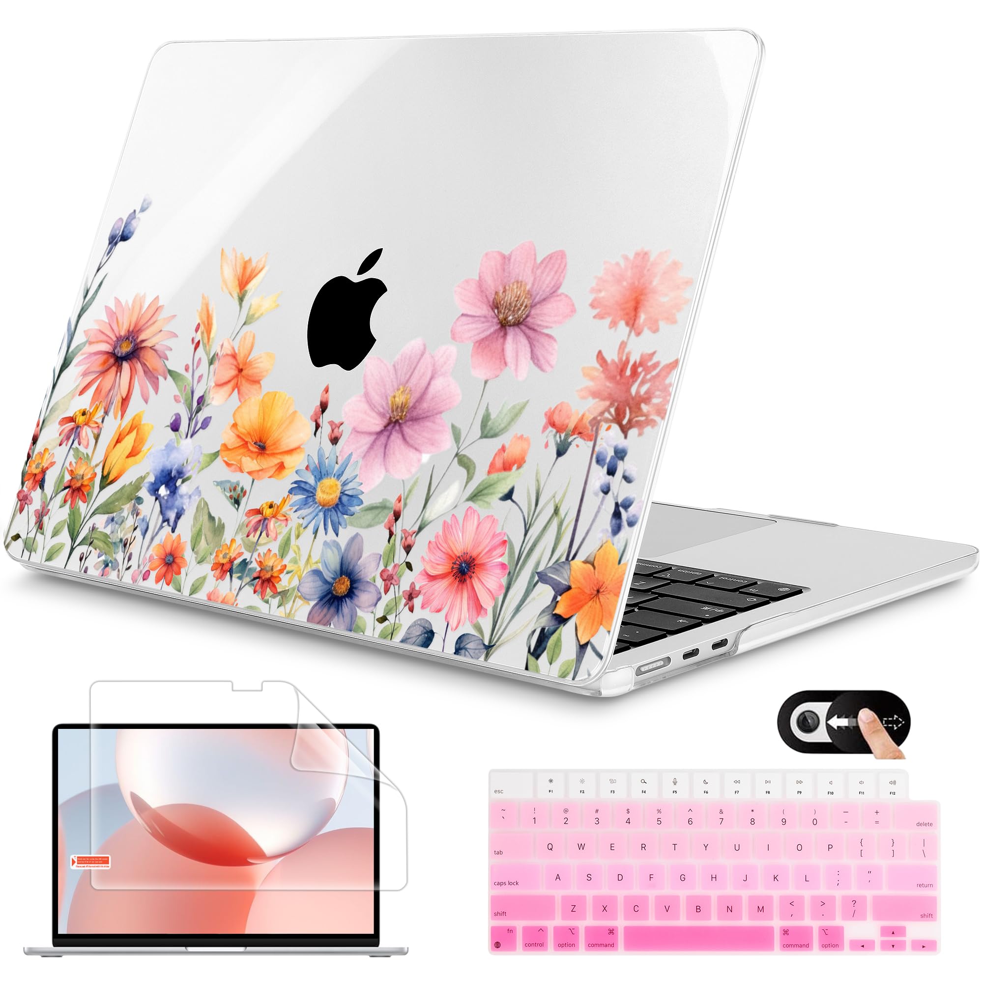 Mektron for 2025 M4 MacBook Air 13.6 Inch A3240 Case Fits 2023 A2681 M2 2024 A3113 M3 Chip with Liquid Retina Display Touch ID, Printed Plastic Hard