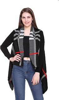 MONTREX Women Woolen Poncho Winter Wear Ladies Ponchos Cardigan Shrugs Top Winter for Women Girls, Black