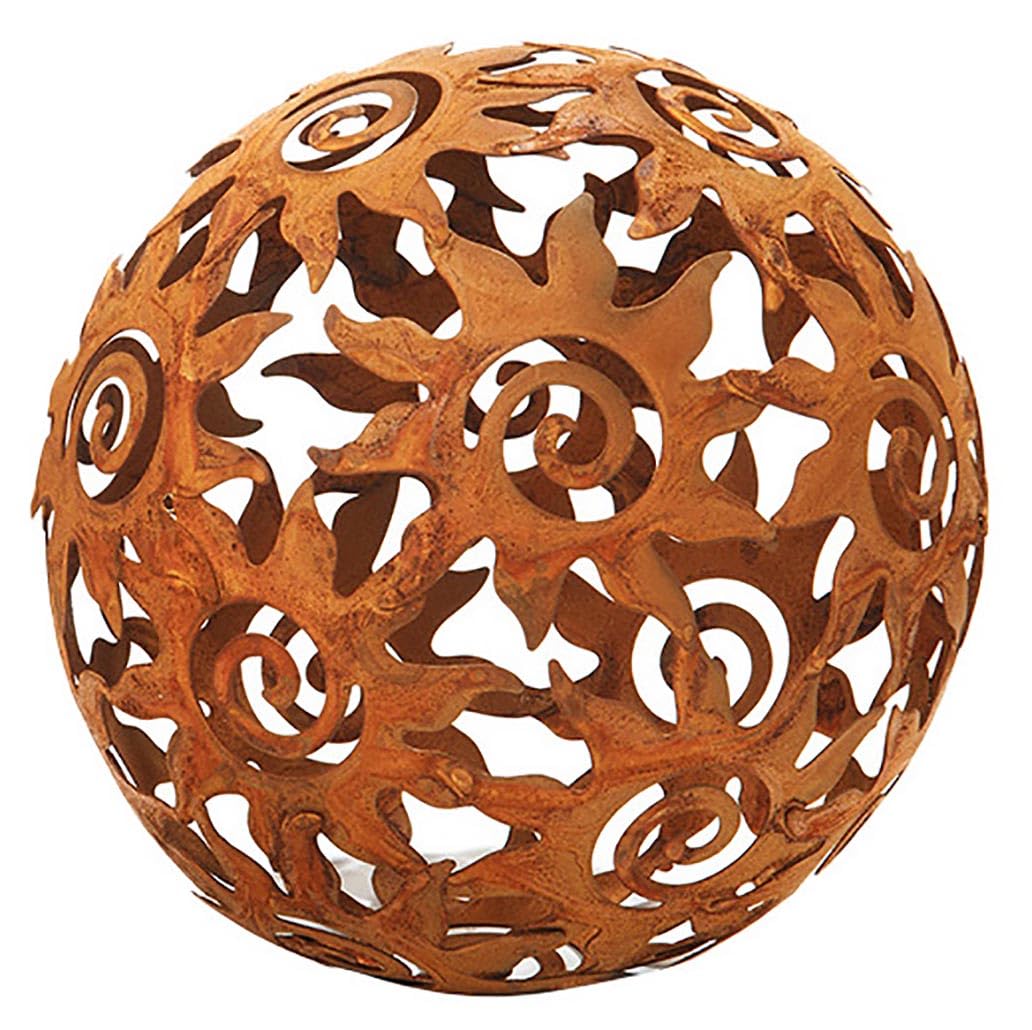 Kobolo Gartenkugel KASUMA, 3er Set, Metall Ø15 cm, braun, dekorative Kugeln in Rostoptik für Garten & Outdoor Dekoration, langlebig und wetterfest - ideal für den Außenbereich
