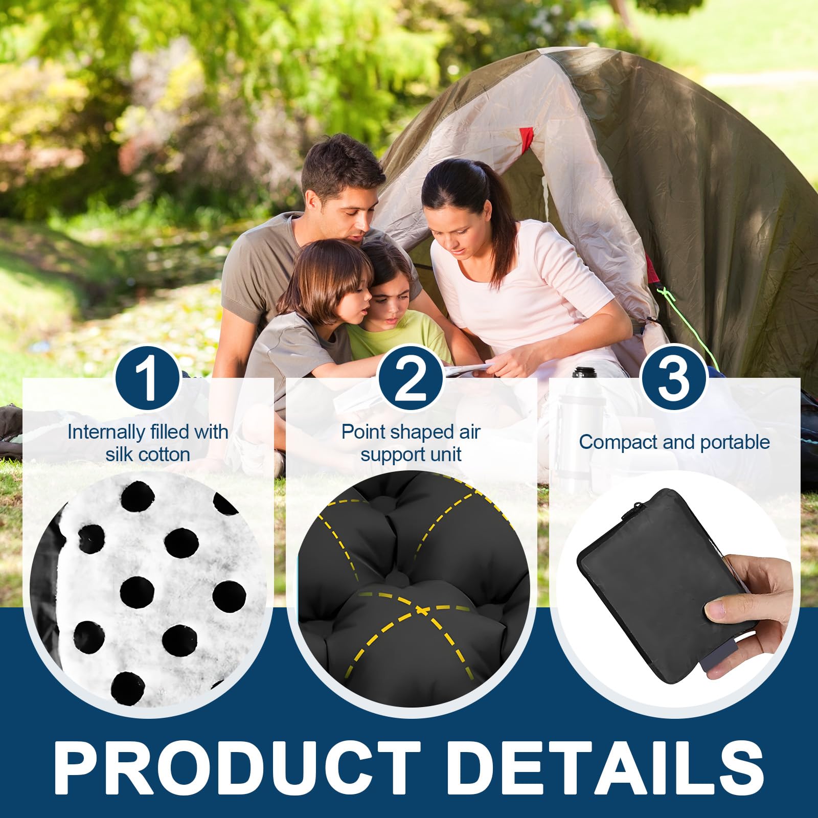 Aufblasbares Camping Sitzkissen 47x37cm – Ultraleicht Faltbar Wasserdicht Outdoor Aufblasbares Camping Sitzkissen 47x37cm – Ultraleicht Faltbar Wasserdicht Outdoor