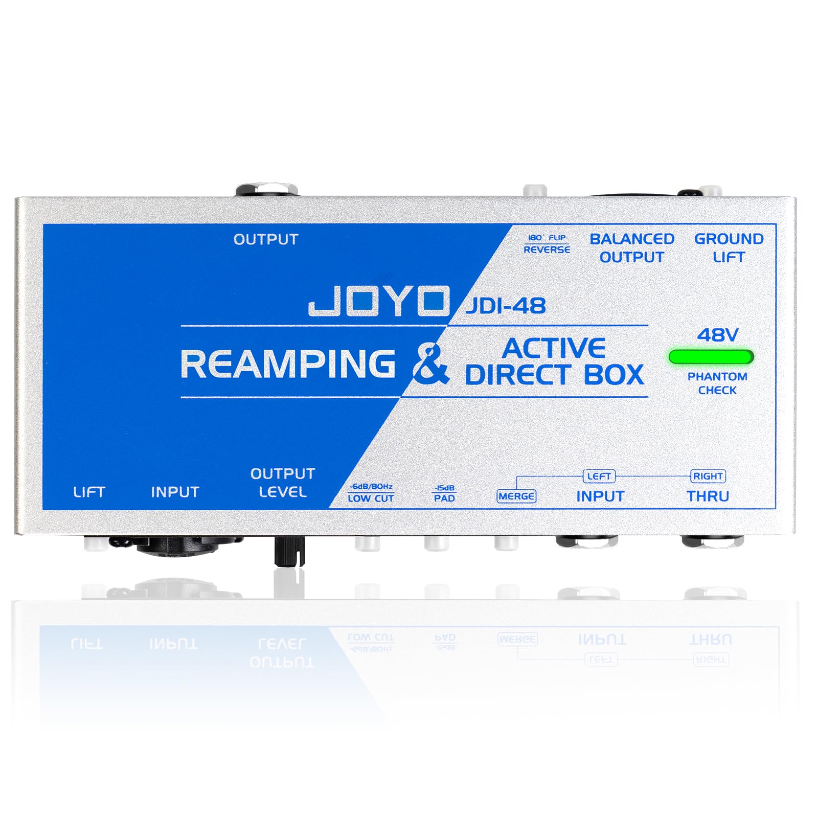 JOYO Reamping passivo e Direct Box Active Phantom Powered 2-in-1 per chitarra basso, dispositivo di registrazione portatile DI BOX con ingresso 6,35 mm e XLR (JDI-48)