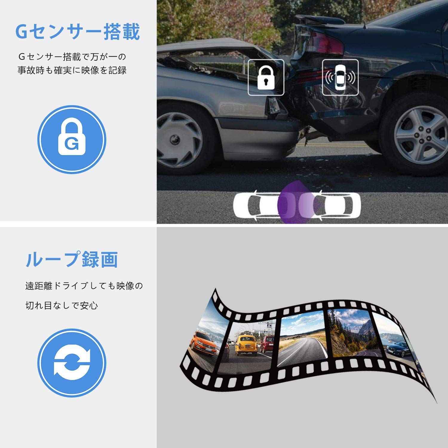 Amazon.co.jp: ドライブレコーダー 4K 前後カメラ 500万画素 170° 広