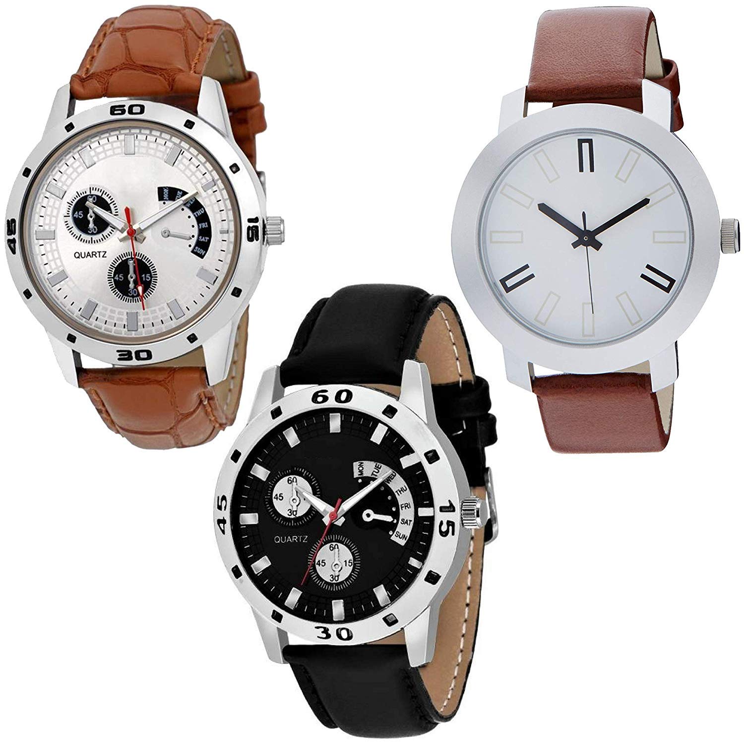 HORCHIS Casual Analog Multi-Color Dial Mens Leather Watch-HORC_ENT_11195; Combo-3 (B08BG3X745) Amazon Price History, Amazon Price Tracker