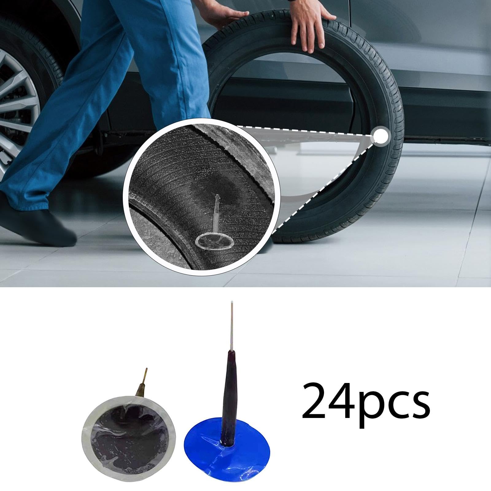 Fenteer Kit de 24 Tapones para Neumáticos con Forma de Hongo, para Reparación de Pinchazos, para Garaje, para Vehículos, Camiones Y Coches, 8 Mm X 8 Cm