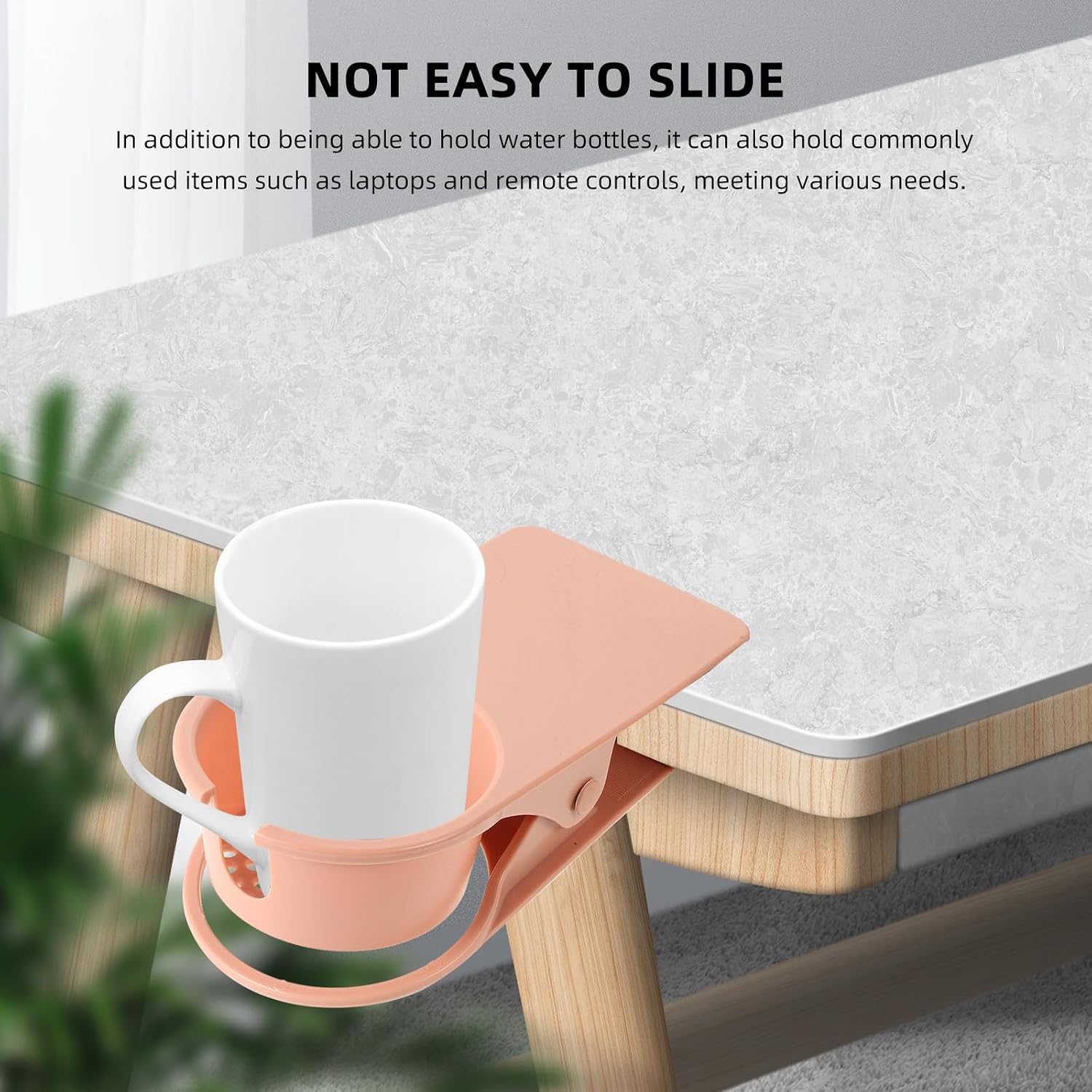 Clip on Cup Holder for Desk and Table Side Plastic Pink