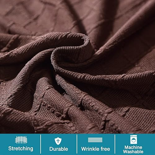 Miniatura 5 de ANWUCHEN Funda otomana rectangular  Fundas otomanas de almacenamiento elásticas con cintas elásticas, color café, pequeña