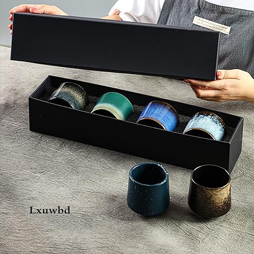 Miniatura 4 de Lxuwbd Taza de té de cerámica, juego de té de kung fu, taza de café, juego de té yerba mate, juego de tazas de compañía de cerámica de 4 piezas,