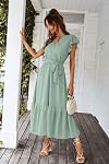 PRETTYGARDEN Robe d'été pour femmes Floral Boho Maxi Robe courte encolure V Col Ruffle longue plage fluo Robes d'invitées de mariage