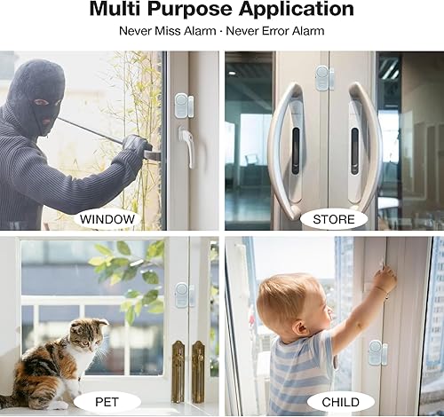 Miniatura 7 de Alarma de puerta y ventana, alarma de puerta de 90 DB para seguridad de niños, sensor inalámbrico, alarma antirrobo de ventana, alarmas de piscina