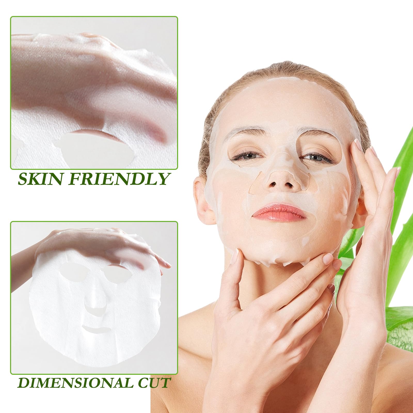 wimony Sheet Face Mask 10PCS, Sheet Mask, Aloe Organic Facial Mask Skin Care Product, Nutrition Concentrated Moisturizing Facial Mask, Skin Repair Face Sheet Mask(30ml/Pc) - Image 3