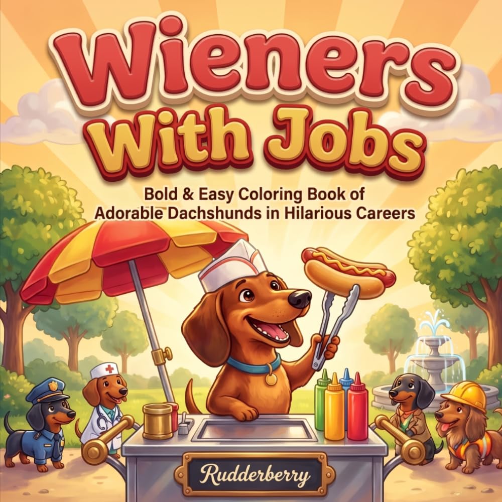 Wieners With Jobs: Dachshund Coloring Book: Bold & Easy Coloring Book of 50 Adorable Wiener Dogs in Hilarious Careers — Funny Gift for Dachshund Lovers (Wieners: Bold & Easy Dachshund Coloring Books)