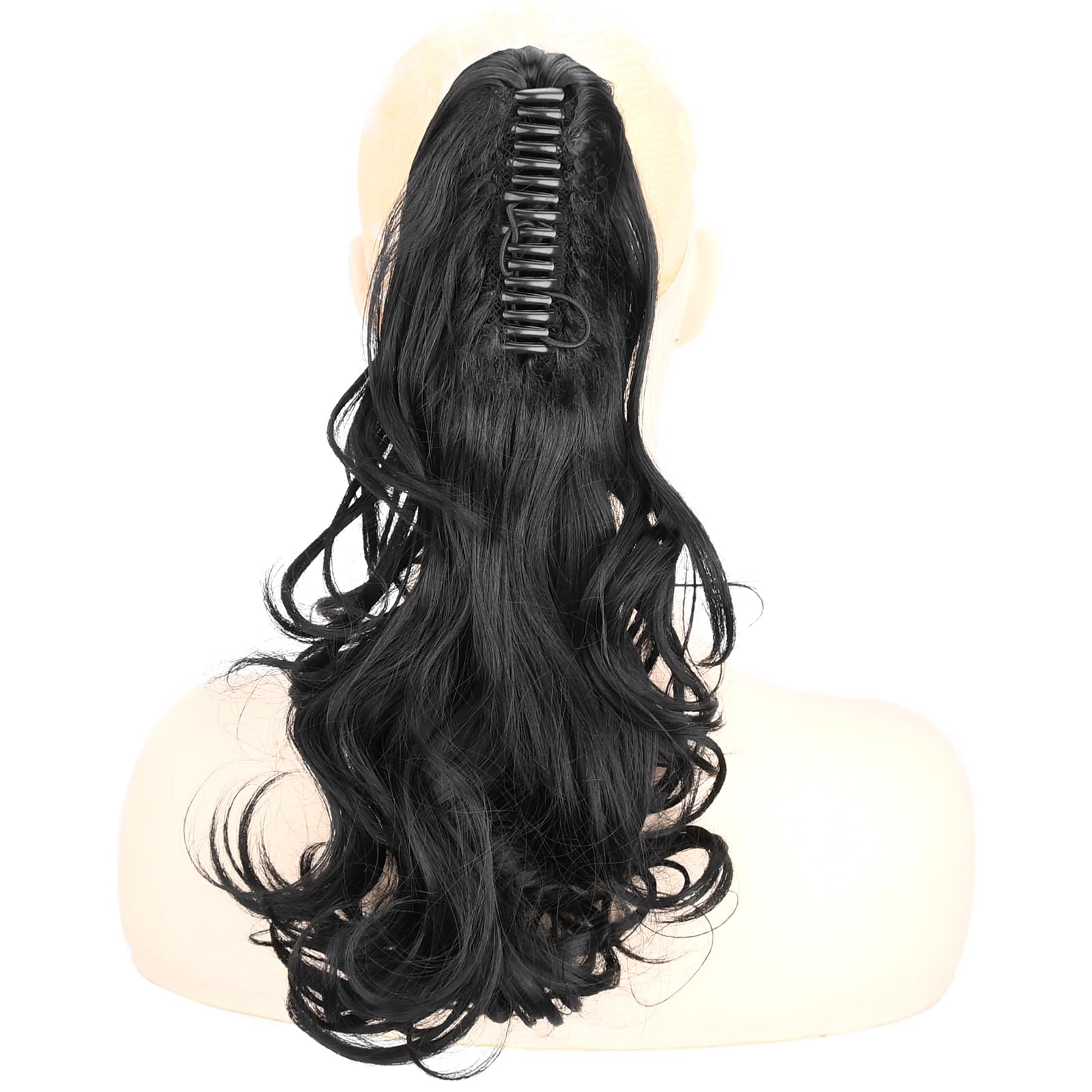 BOBIYA 13 Inches Claw Clip in Loose Curly Synthetic Wrap Around Ponytail Extensions Pony Tail Clip In Extensions (Natural Black) - Image 4