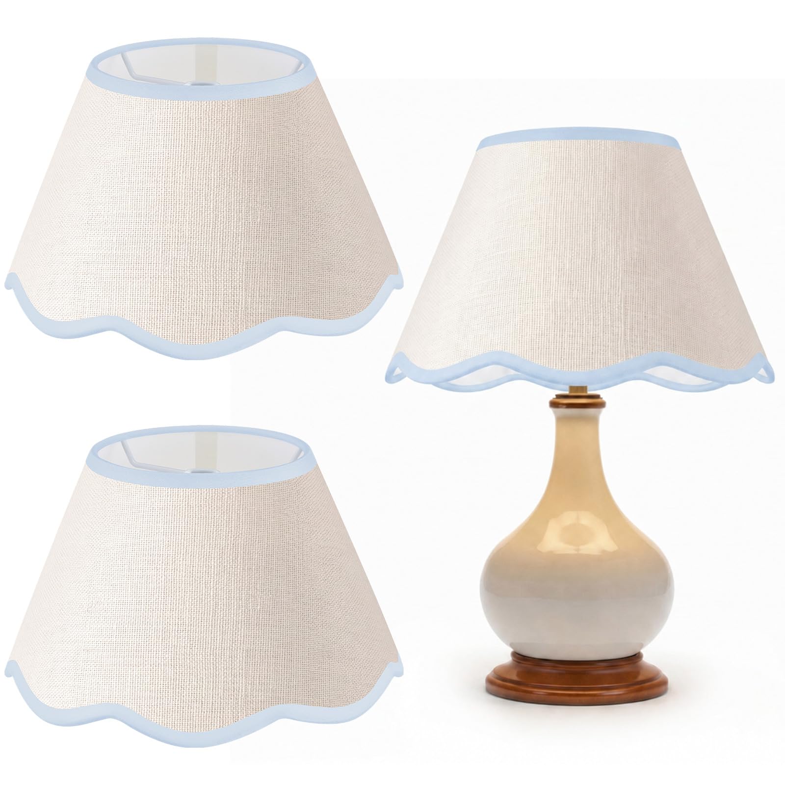 Photo 1 of VIHOSE Fabric Scalloped Lamp Shade Set