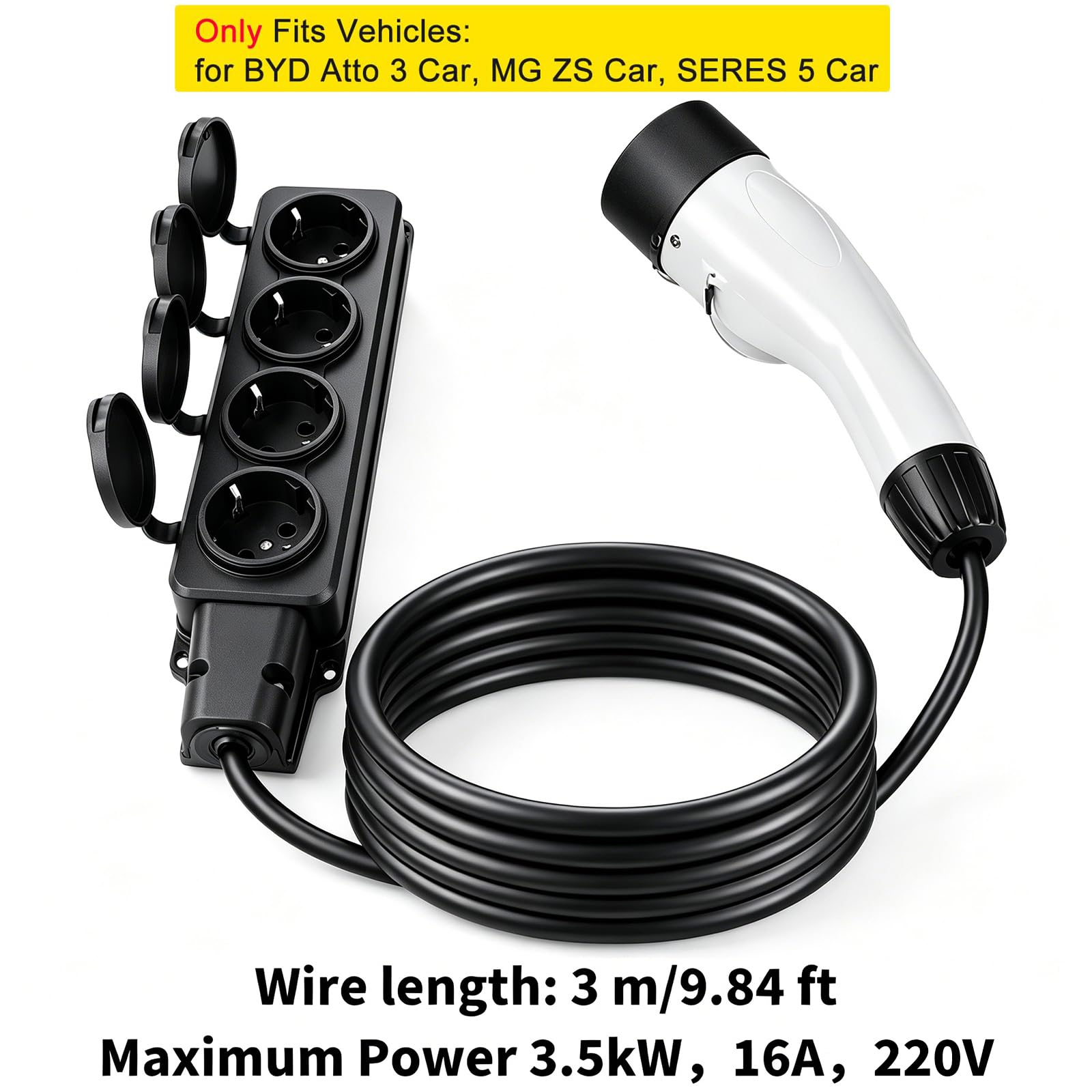 Adapter Rozładowujący Do Samochodu 3,5 Kw 220 V, Atto3 ZS EV Pistolet Rozładowujący Z Kablem 3 M, Rozgałęźnik Gniazda Europejskiego 1 Na 4, Wtyczka Typu 2, Adapter Rozładowujący 16 A V2L Do Kempingu